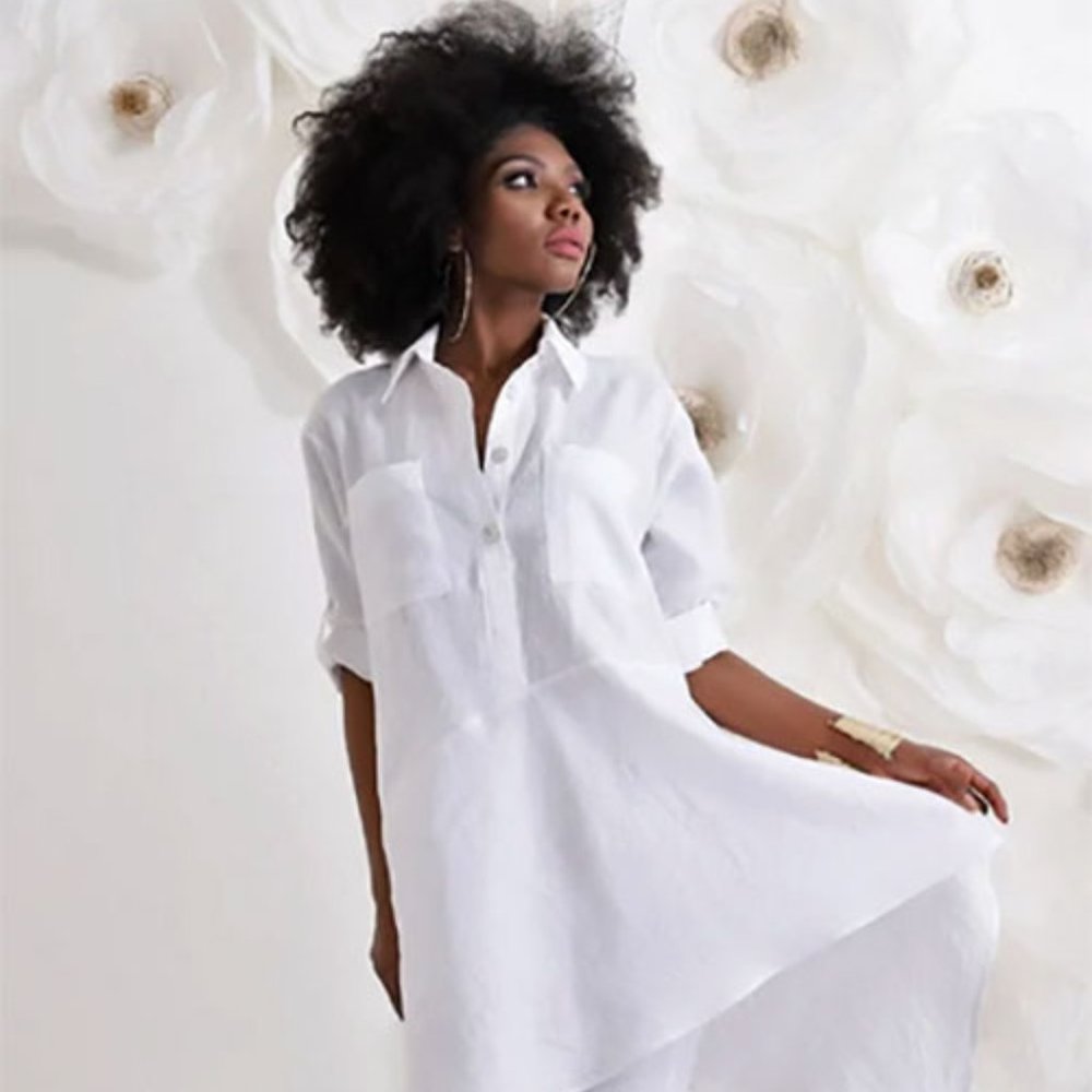 White Linen Tunic, Plus Size Friends Fashion